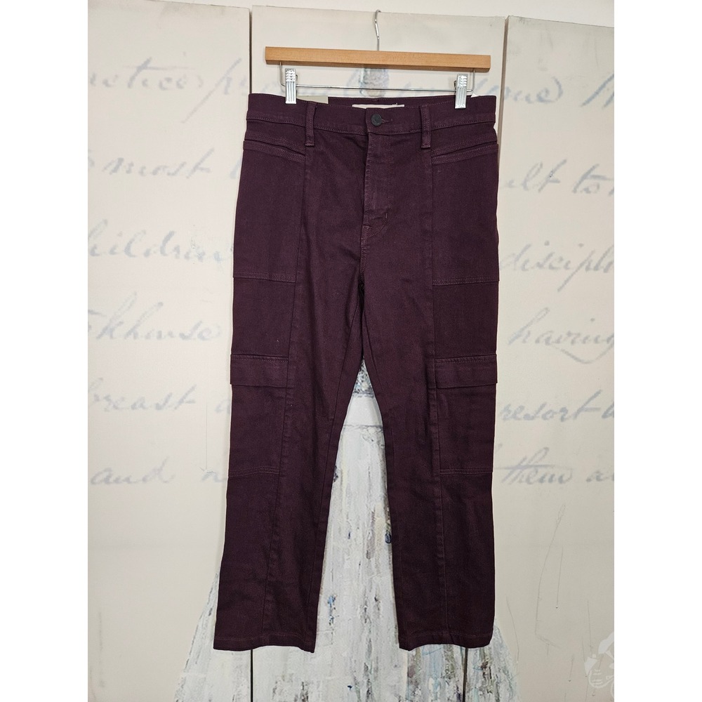NWT Hudson Fashion Pant Cargo 28 Winetasting Burgundy‎ Straight Leg Utility Crop